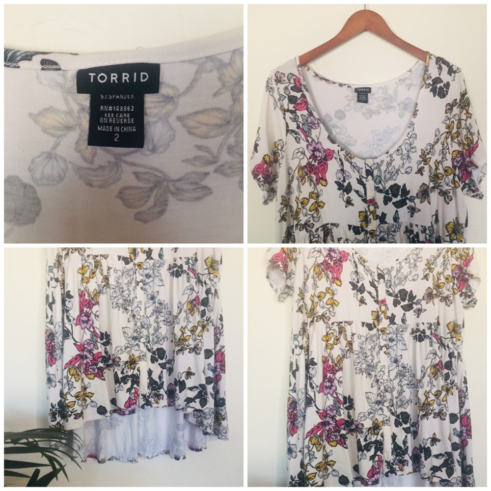 🎈Torrid Floral Button down Blouse - Picture 4 of 6
